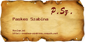 Paskes Szabina névjegykártya